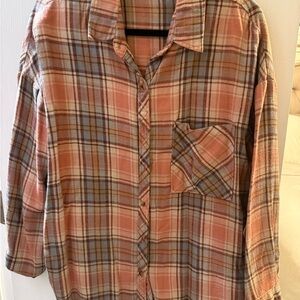 Plaid Button-Up Shirt